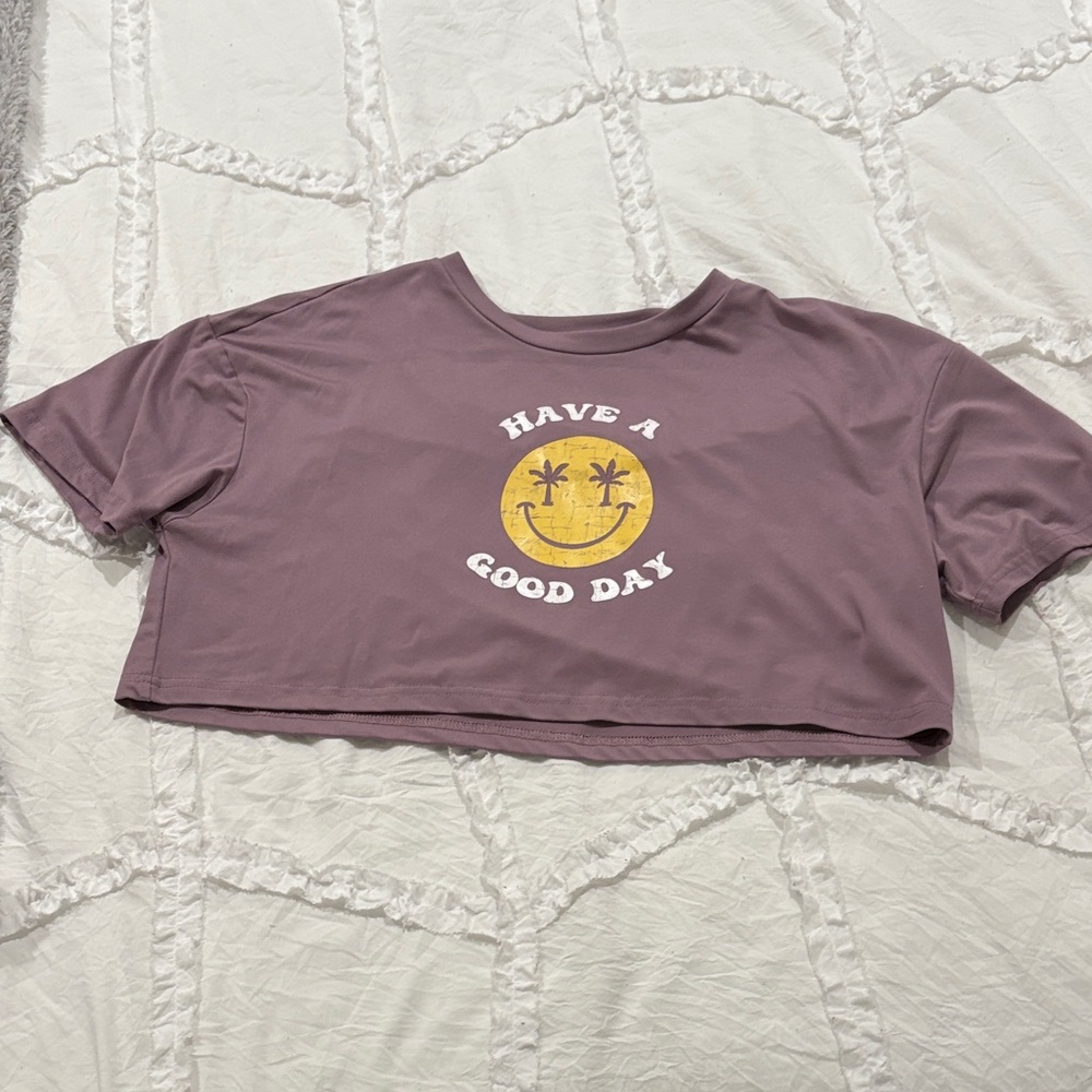 Purple shein Crop Top - Smiley Face - medium